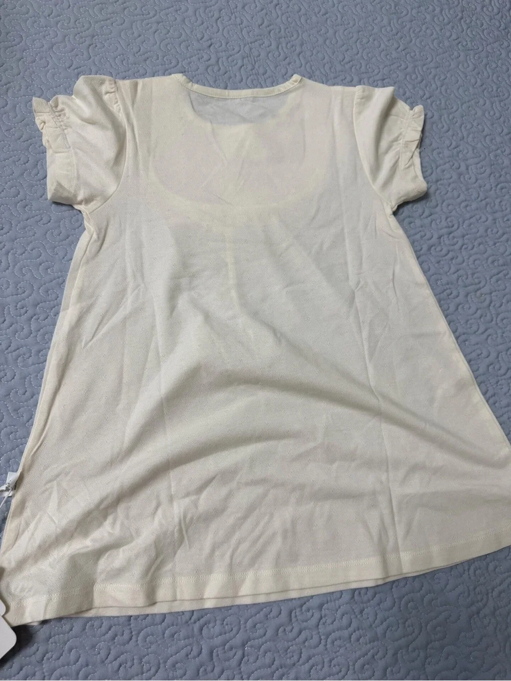 Cream Floral Lace Yoke Short Sleeve Top